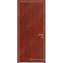 Puerta roja del dormitorio de madera llana